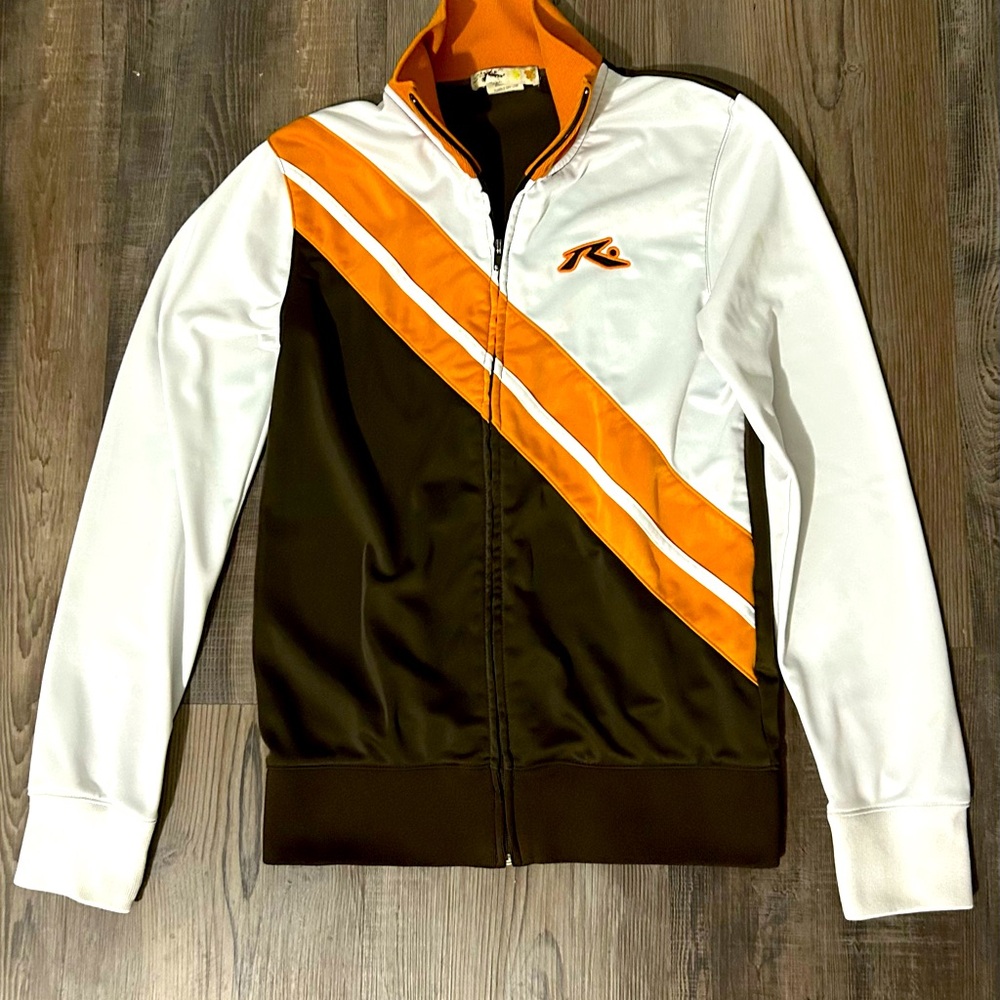 RUSTY Orange, Brown & White Zipper up Lightweight VTG Jacket M - Picture 1 of 5